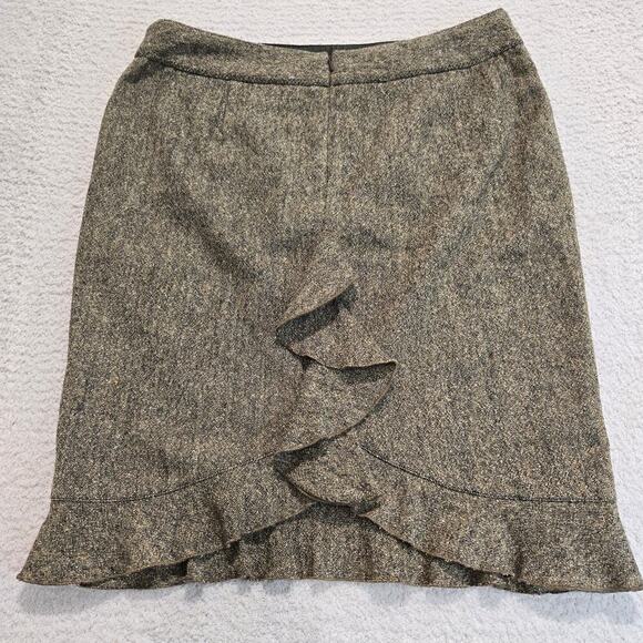 Club Monaco Brown Tweed Pencil Skirt Wool Silk Blend Sz 8 Dark Academia - Picture 6 of 12